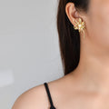 Bijoux Jewellery Pearl Decoration Gold Flower Stud Exaggerated Pierced Earrings