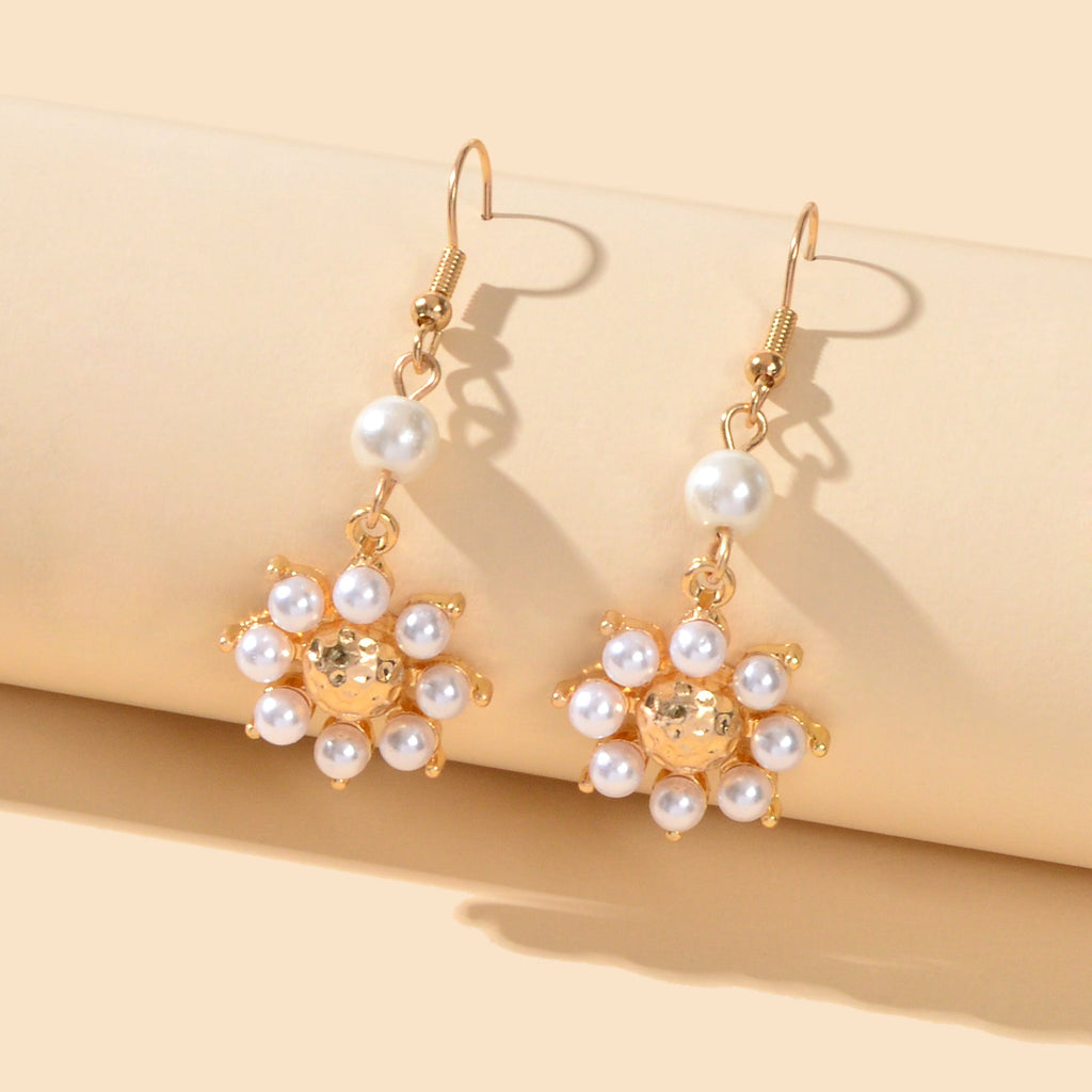 Designer Stylish Bridal Jewellery Pearl Flower Elements Hook Gift Women Earrings