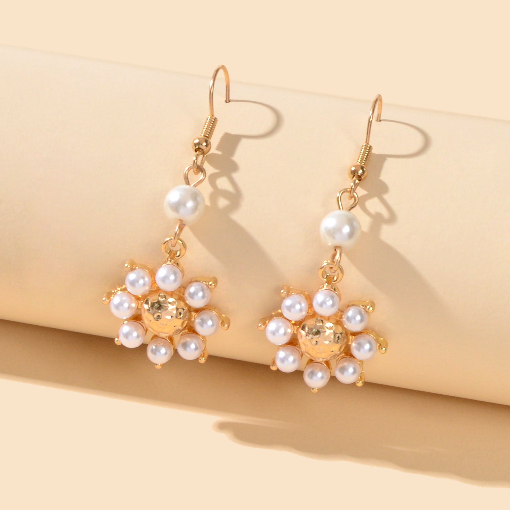 Designer Stylish Bridal Jewellery Pearl Flower Elements Hook Gift Women Earrings