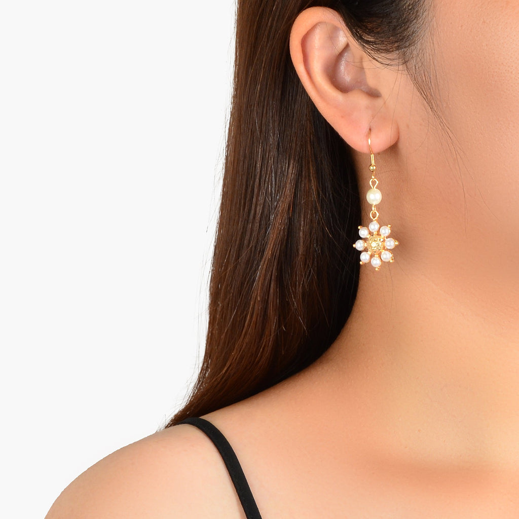 Designer Stylish Bridal Jewellery Pearl Flower Elements Hook Gift Women Earrings
