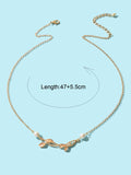 Golden Floral Elegance Long Leaf Pendant Necklace - Timeless Charm Jewellery