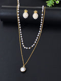 Pearl Pendant Double Layer Necklace & Pineapple Pearl Earrings Jewellery Set