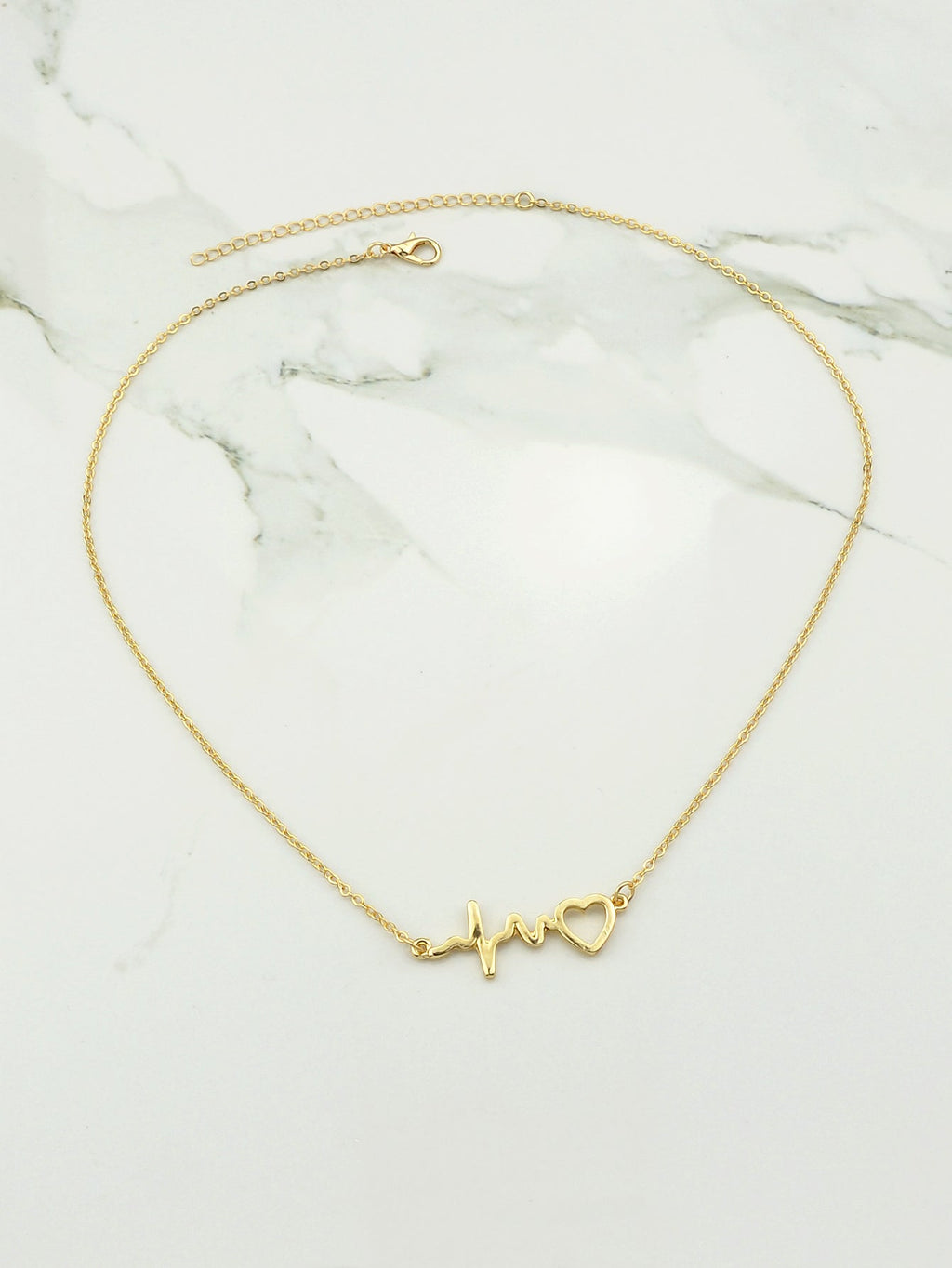 Minimalist Jewelry Gold Silver Chain Heartbeat Pendant Necklace Party Decoration