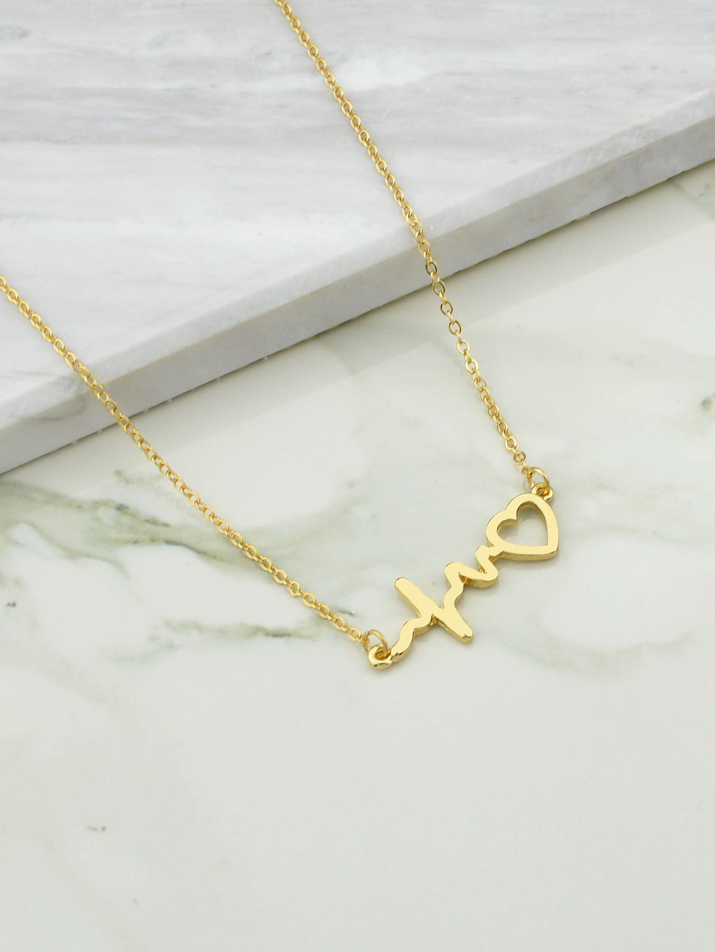 Minimalist Jewelry Gold Silver Chain Heartbeat Pendant Necklace Party Decoration