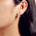 Textured Anniversary Wedding Jewellery Pearl Rhinestone Geometric Stud Earrings
